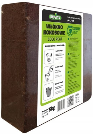 Biovita COCO włókno kokosowe 10mm brykiet 5kg 70L