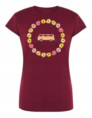 T-Shirt damski nadruk RETRO Van Bus Kwiatki r.XXL