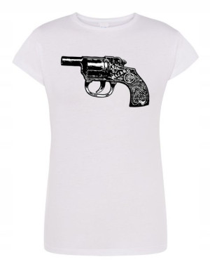 T-Shirt damski nadruk REWOLWER PISTOLET r.L