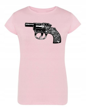 T-Shirt damski nadruk REWOLWER PISTOLET r.L