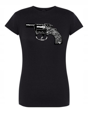 T-Shirt damski nadruk REWOLWER PISTOLET r.L