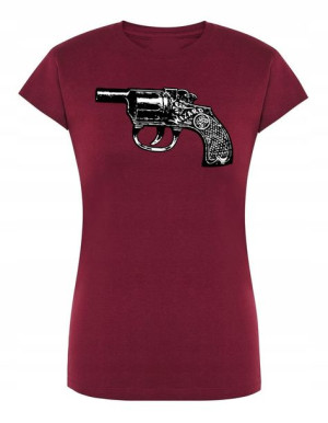 T-Shirt damski nadruk REWOLWER PISTOLET r.L