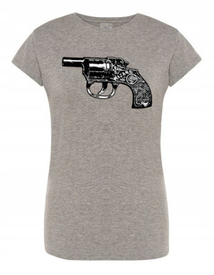 T-Shirt damski nadruk REWOLWER PISTOLET r.XL