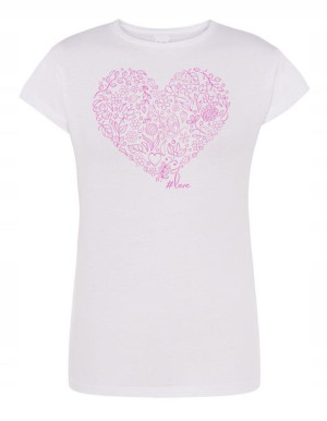 T-Shirt damski nadruk Serce Miłość LOVE rozm. M