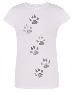 T-Shirt damski nadruk Ślady łap Łapy r.L