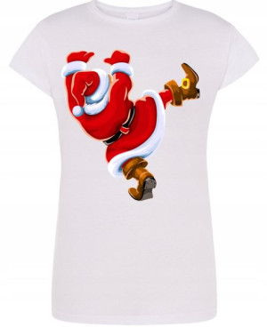 T-Shirt damski nadruk Spadający Mikołaj R.L