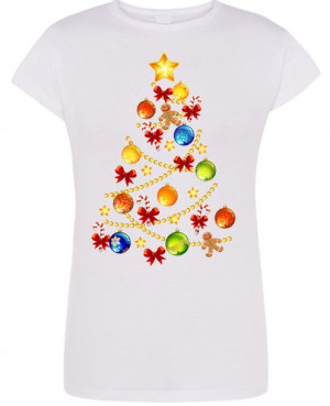 T-Shirt damski nadruk świąteczny Choinka R.L