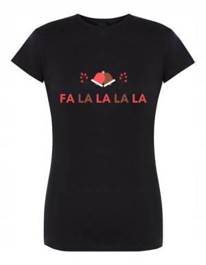 T-Shirt damski nadruk świąteczny FA LA LA r.S