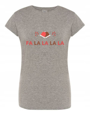 T-Shirt damski nadruk świąteczny FA LA LA r.XL