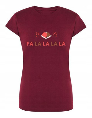 T-Shirt damski nadruk świąteczny FA LA LA r.XL