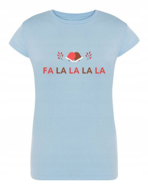 T-Shirt damski nadruk świąteczny FA LA LA r.XXL