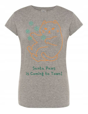 T-Shirt damski nadruk Świąteczny Kotek Łapki r.L