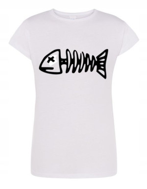 T-Shirt damski nadruk szkielet ryba r.M