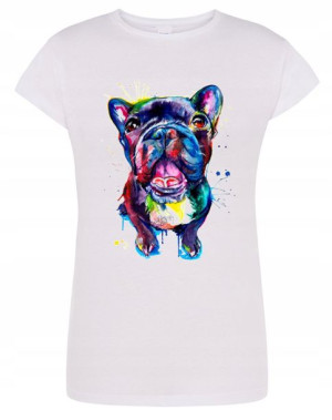 T-Shirt damski nadruk SŁODKI BULLDOG r.S