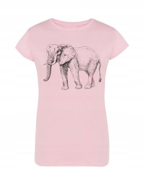 T-Shirt damski nadruk Słoń zwierzęta Rozm.L