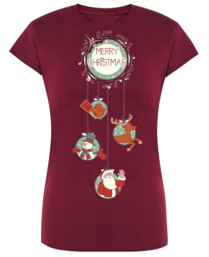 T-Shirt damski nadruk Wesołych Świąt Mikołaj R.S