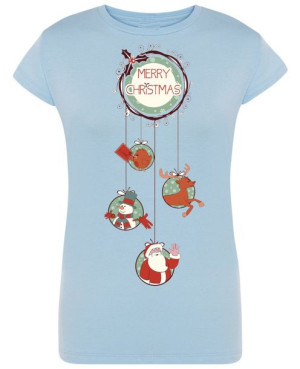 T-Shirt damski nadruk Wesołych Świąt Mikołaj R.S