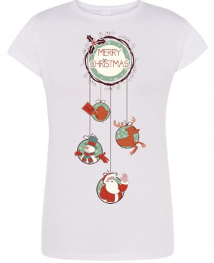 T-Shirt damski nadruk Wesołych Świąt Mikołaj R.XXL