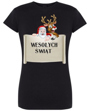 T-Shirt damski nadruk Wesołych Świąt R.M