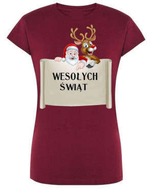 T-Shirt damski nadruk Wesołych Świąt R.S