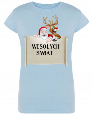 T-Shirt damski nadruk Wesołych Świąt R.S