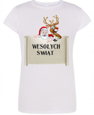 T-Shirt damski nadruk Wesołych Świąt R.XXL
