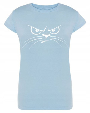 T-Shirt damski nadruk ZŁY Grumpy KOT r.M