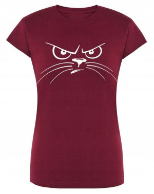 T-Shirt damski nadruk ZŁY Grumpy KOT r.S