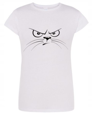 T-Shirt damski nadruk ZŁY Grumpy KOT r.S