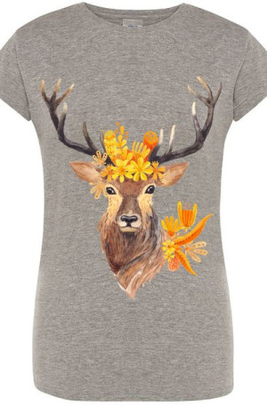 T-Shirt Damski Piękny Jeleń Modny Nadruk Rozm.S