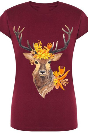 T-Shirt Damski Piękny Jeleń Modny Nadruk Rozm.XL