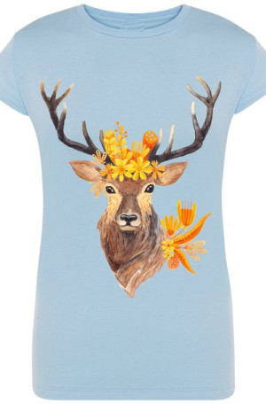 T-Shirt Damski Piękny Jeleń Modny Nadruk Rozm.XXL
