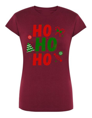 T-Shirt damski świąteczny nadruk HO HO HO r.L
