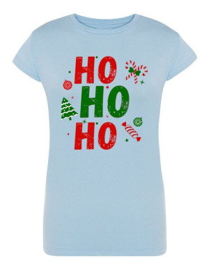 T-Shirt damski świąteczny nadruk HO HO HO r.M