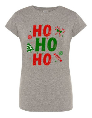 T-Shirt damski świąteczny nadruk HO HO HO r.XXL