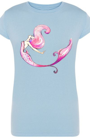 T-Shirt Damski Syrenka Modny Nadruk Rozm.L