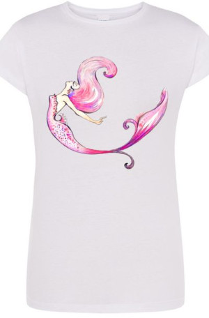 T-Shirt Damski Syrenka Modny Nadruk Rozm.M