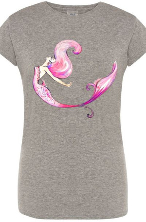 T-Shirt Damski Syrenka Modny Nadruk Rozm.S