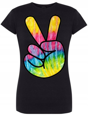 T-Shirt damski Tie Dye Peace Znak Pokoju R.M
