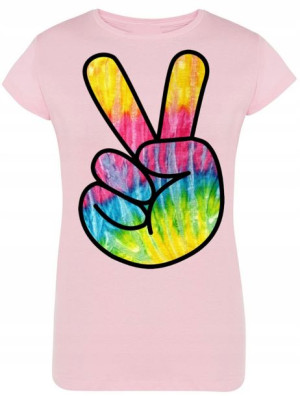 T-Shirt damski Tie Dye Peace Znak Pokoju R.XXL