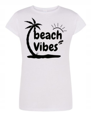 T-Shirt damski wakacyjny nadruk Beach Vibes r.M