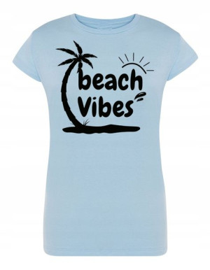 T-Shirt damski wakacyjny nadruk Beach Vibes r.S