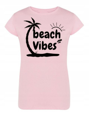T-Shirt damski wakacyjny nadruk Beach Vibes r.XL