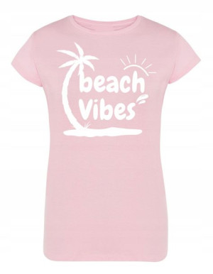 T-Shirt damski wakacyjny nadruk Beach Vibes r.XXL