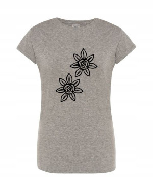 T-Shirt damski wakacyjny nadruk Kwiatki r.M