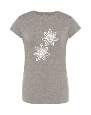 T-Shirt damski wakacyjny nadruk Kwiatki r.M