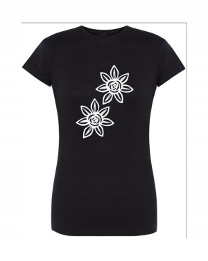 T-Shirt damski wakacyjny nadruk Kwiatki r.S