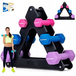 ZESTAW HANTLE 6KG neoprenowe STOJAK + HANTELKI