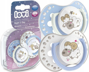 Smoczek dynamiczny Day&Night Lovi 0-3m 2szt. owieczki boy