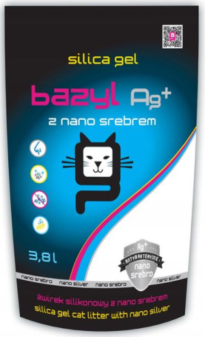 Bazyl Ag+ Silicat 3,8L Żwirek silikonowy